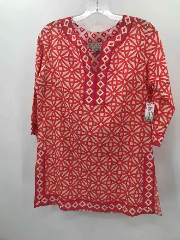 Pre-Owned Gretchen Scott Orange Size XS Tunic Blouse Flowy Bohemian Blouse