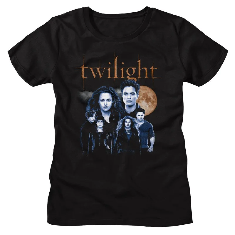 Women Exclusive TWILIGHT T-Shirt, Cullen Family With Moon-- Nylon Fabric Polyester Fabric Spandex Fabric