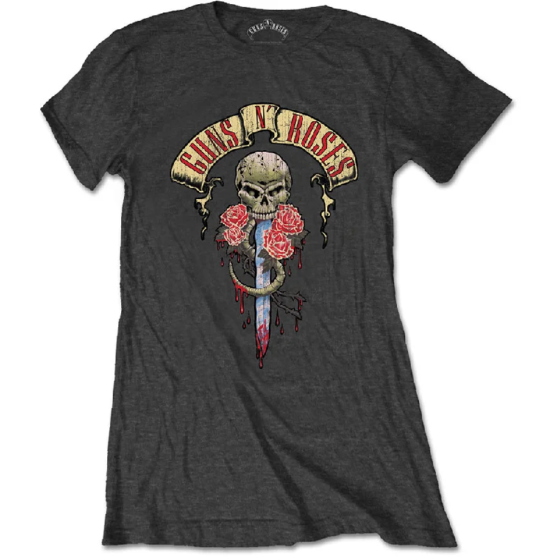 GUNS N' ROSES T-Shirt for Ladies, Dripping Dagger-- Lace Blend Ribbed Blend Corduroy Blend