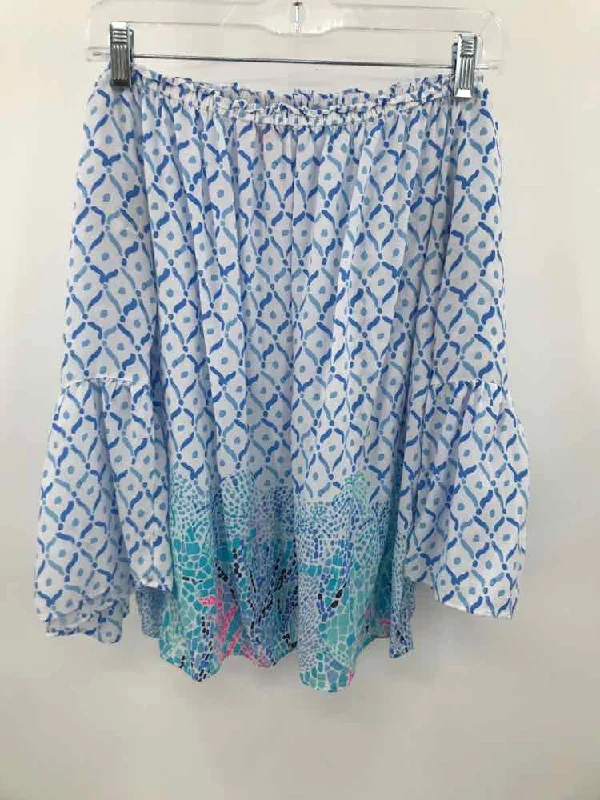Pre-Owned Lilly Pulitzer White Size Large Printed Blouse Sleeveless Chiffon Blouse