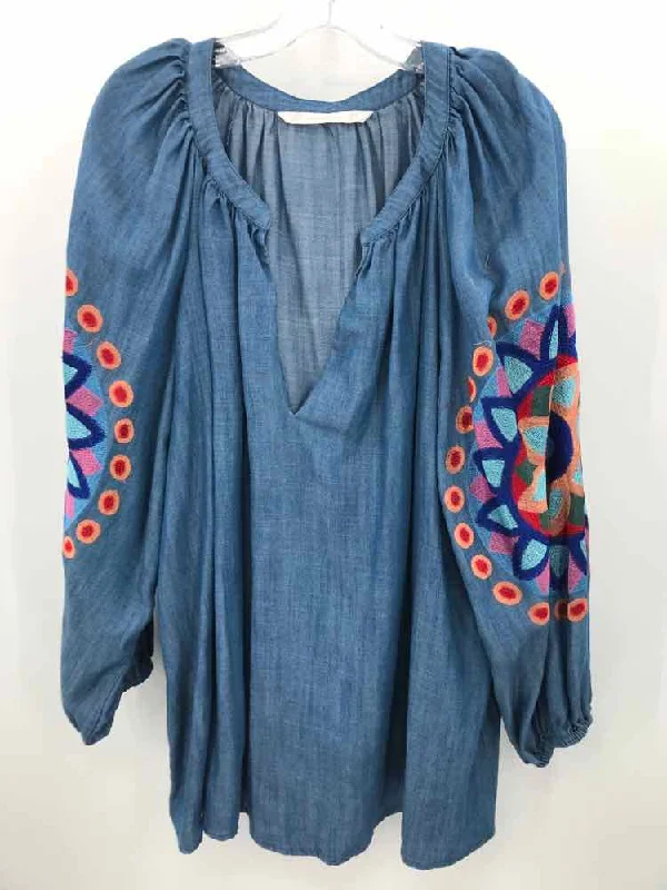 Pre-Owned Zara Blue Size Medium Blouse Stylish Wrap Blouse