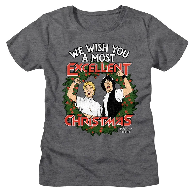 BILL AND TED T-Shirt for Ladies, Excellent Christmas-- Solid Print Embellished