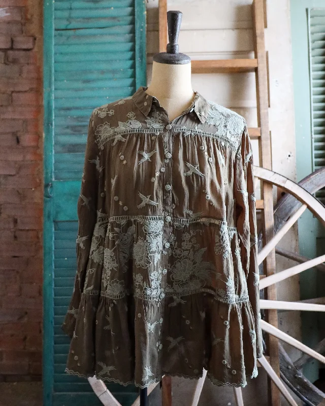 JOHNNY WAS TAHRA CARNATION BLOUSE Oversized Silk Blouse