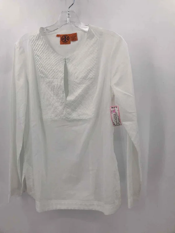 Pre-Owned Tory Burch White Size 6 Long Sleeve Blouse Airy Cotton Blouse