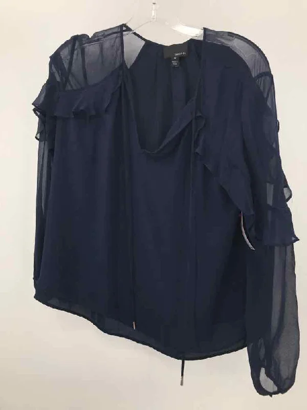 Pre-Owned Greylin Navy Size Medium Long Sleeve Blouse Playful Puff Blouse