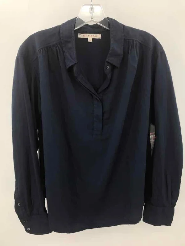 Pre-Owned Xirena Navy Size XS Long Sleeve Blouse Lightweight Tunic Blouse
