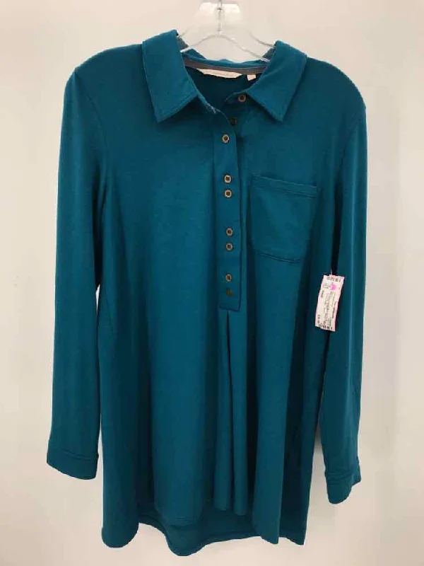 Pre-Owned Soft Surroundings Blue Size Small Blouse Satin Long Blouse