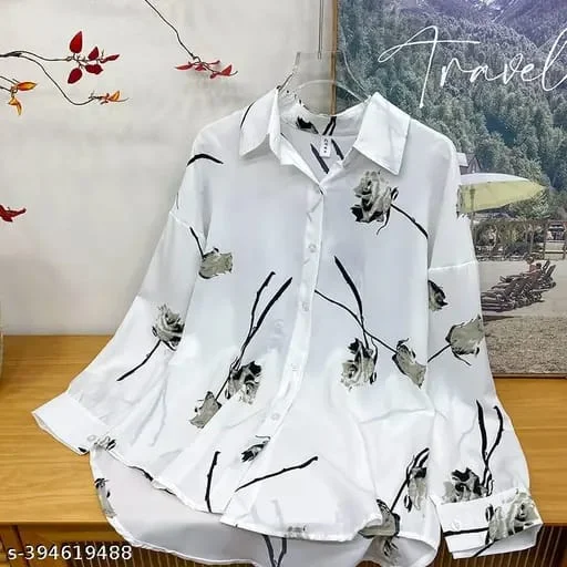 Women Turn-down Collar Blouse Shirts M S3039874 Elegant Silk Blouse