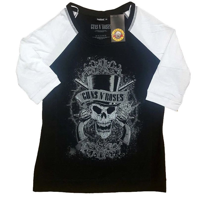 GUNS N' ROSES T-Shirt for Ladies, Faded Skull-- Knit Fabric Woven Fabric Fleece Fabric