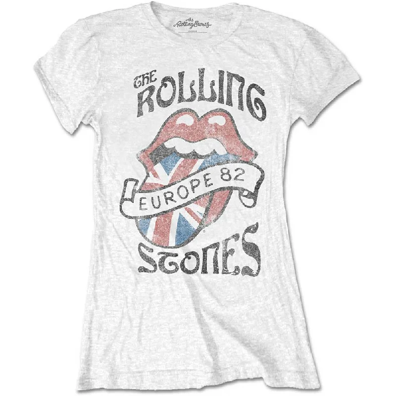 THE ROLLING STONES T-Shirt for Ladies, Europe 82-- Print Jacquard Patchwork