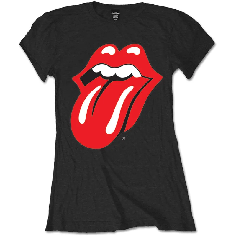 THE ROLLING STONES T-Shirt for Ladies, Classic Tongue-- V-Neck T-Shirt Long Sleeve Cotton