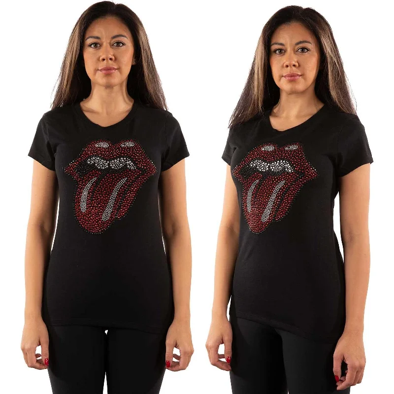 THE ROLLING STONES T-Shirt for Ladies, Classic Tongue-- Graphic T-Shirt Round Neck Polyester