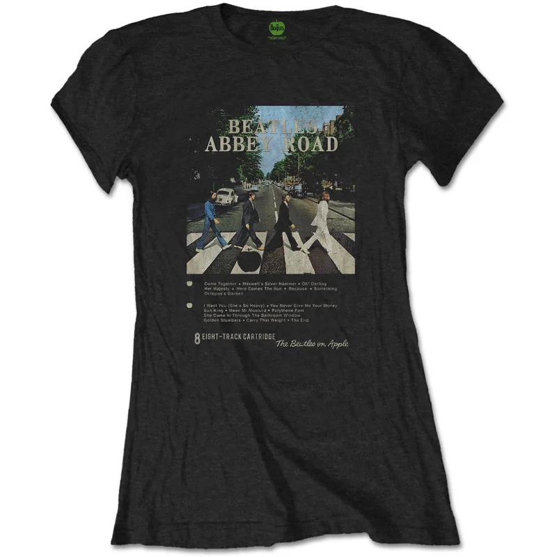 THE BEATLES T-Shirt for Ladies, Abbey Road 8 Track-- Elasticated Padded Insulated