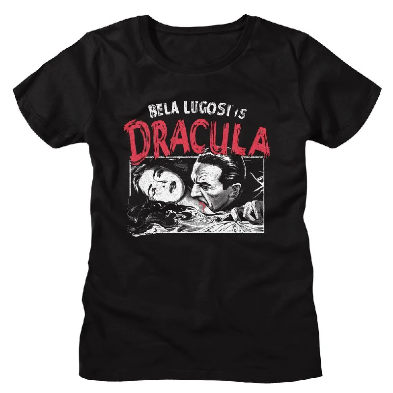 Women Exclusive BELA LUGOSI T-Shirt, Dracula Feeding-- Plaid T-Shirt Polka Dot Checkered