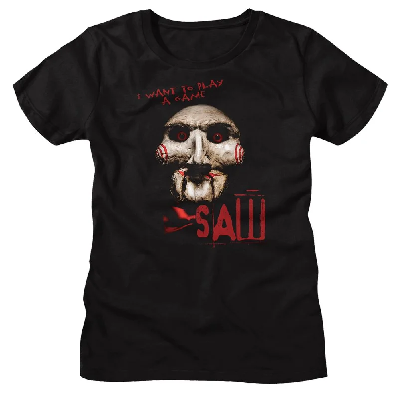 SAW T-Shirt, Saw I Want To Play A Game-- Iron Safe Non-Iron Wrinkle Free