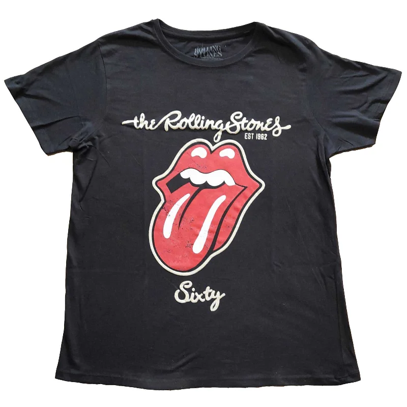 THE ROLLING STONES T-Shirt for Ladies, Sixty Plastered Tongue-- Welt Pockets Slit Pockets Flap Pockets