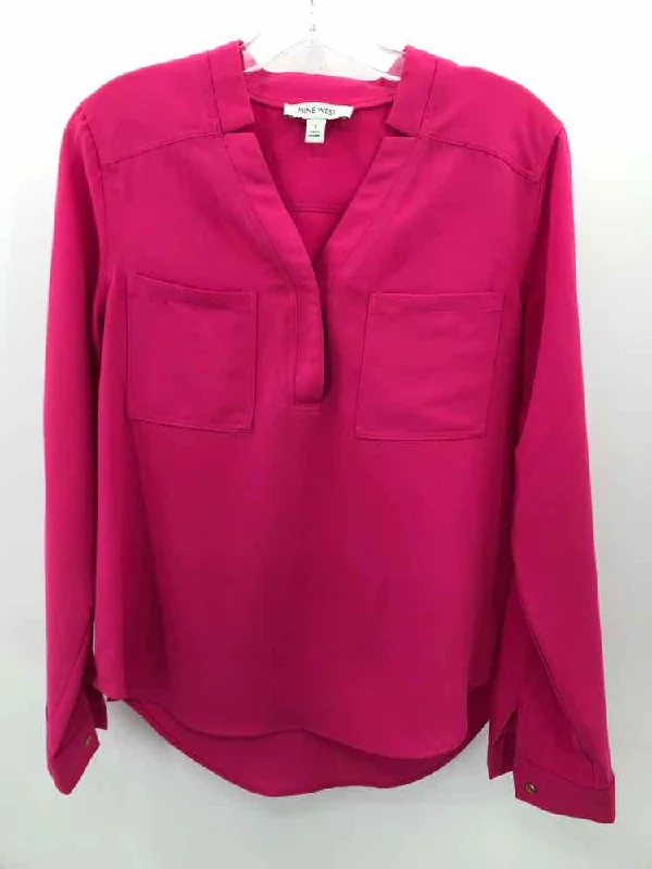 Pre-Owned Nine West Pink Size Small Long Sleeve Blouse Floral Print Blouse