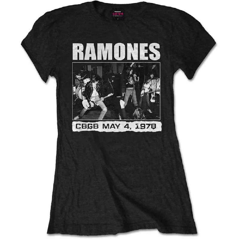 RAMONES Attractive T-Shirt for Ladies, Cbgb 1978-- Welt Pockets Slit Pockets