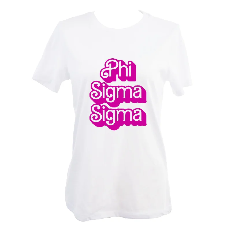 Phi Sigma Sigma T-Shirt- Retro Dolly Sorority Name Design, Relaxed Fit-- Faux Fur Fabric Real Fur Fabric Shearling Fabric
