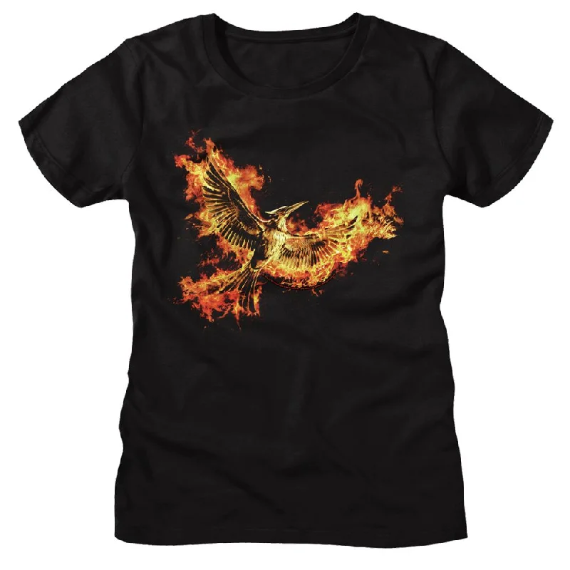 Women Exclusive HUNGER GAMES T-Shirt, Mockingjay Pt 2 Pin-- Lace Blend Ribbed Blend Corduroy Blend
