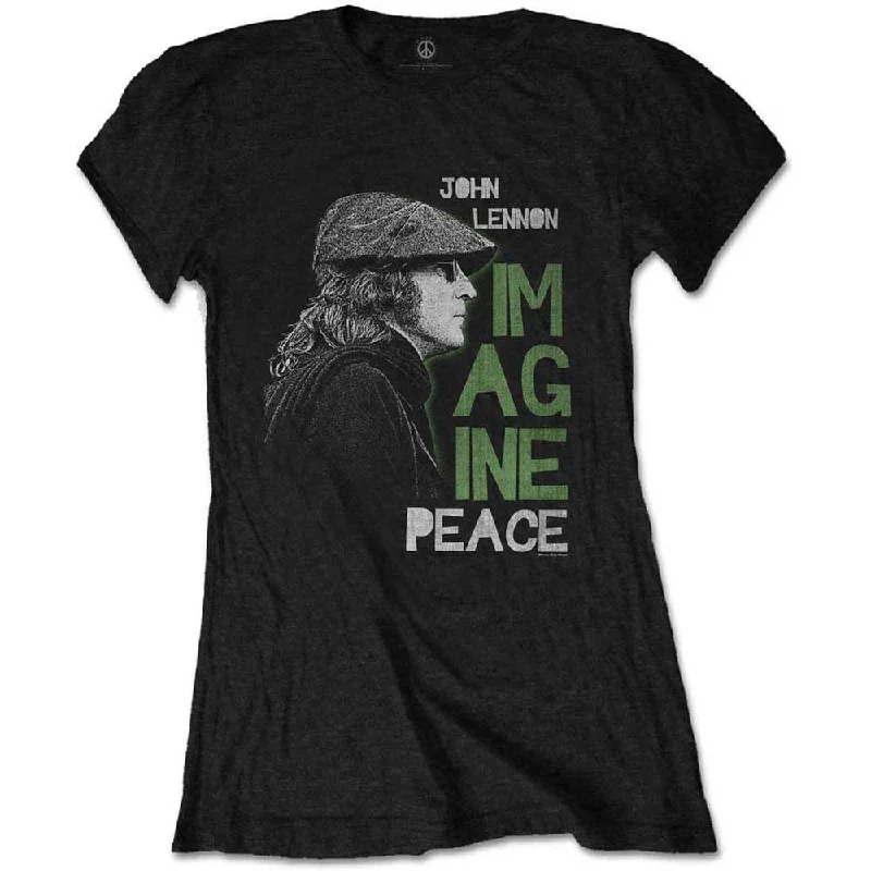 JOHN LENNON T-Shirt for Ladies, Imagine Peace-- Hooded Caped Shawl Collar