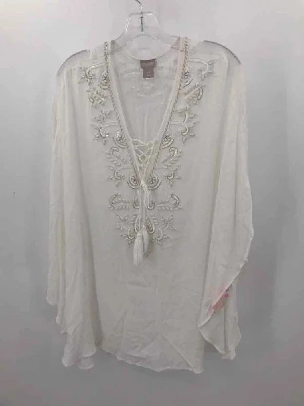 Pre-Owned Chico's Ivory Size Small Blouse Gathered Detail Blouse