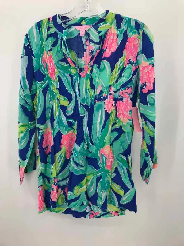 Pre-Owned Lilly Pulitzer Blue Size XS Blouse Peter Pan Collar Blouse