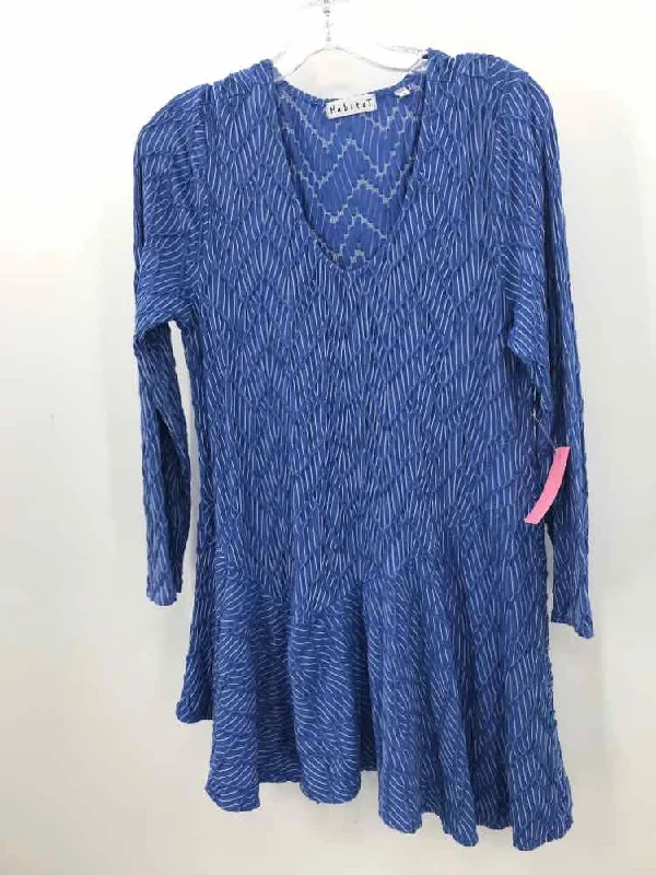 Pre-Owned Habitat Blue Size Small Tunic Blouse Puff Sleeve Blouse
