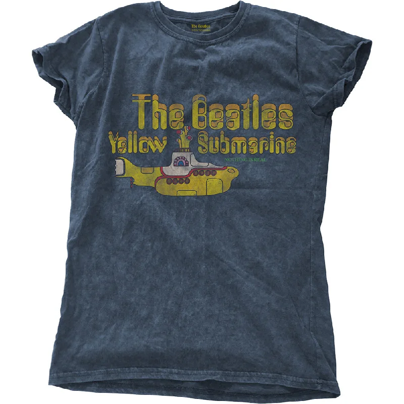 THE BEATLES T-Shirt for Ladies, Yellow Submarine Nothing Is Real-- Satin Fabric Silk Fabric Chiffon Fabric