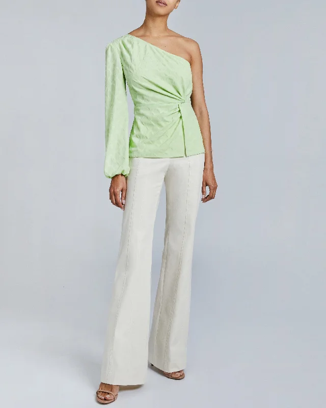 JULIA One Shoulder, Single Long Sleeve Blouse Sleeveless Chiffon Blouse