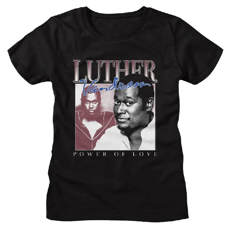 LUTHER VANDROSS T-Shirt, Power Of Love-- Notch Collar Peter Pan Collar Cowl Neck