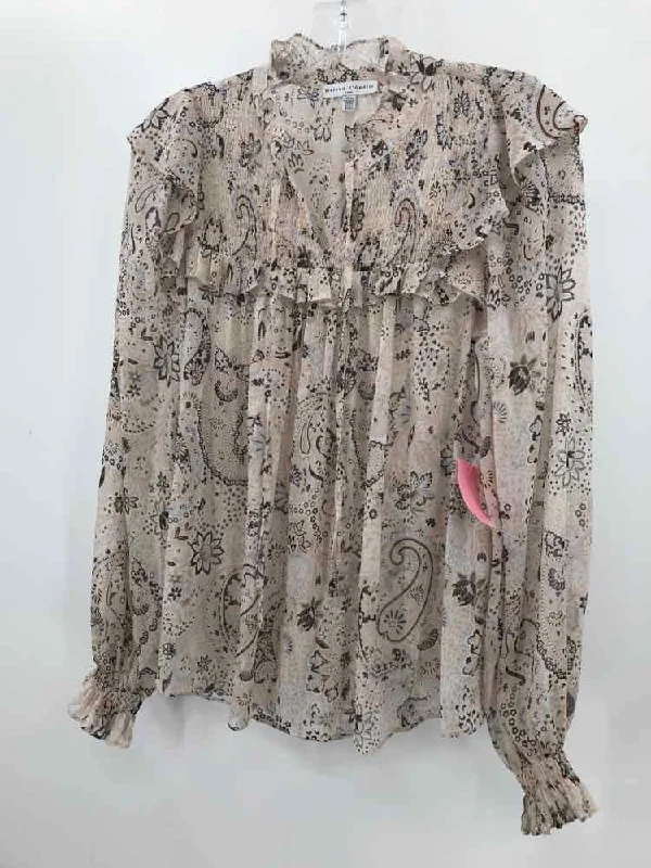 Pre-Owned Maison d' Amelie Ivory Size XS Long Sleeve Blouse Satin Bow Blouse