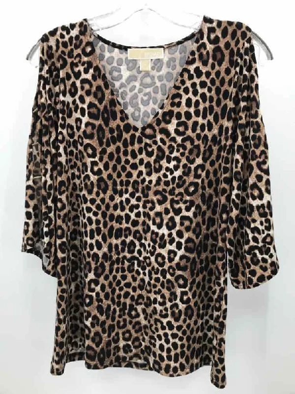 Pre-Owned MICHAEL Michael Kors Brown Size Small Blouse Mandarin Collar Blouse