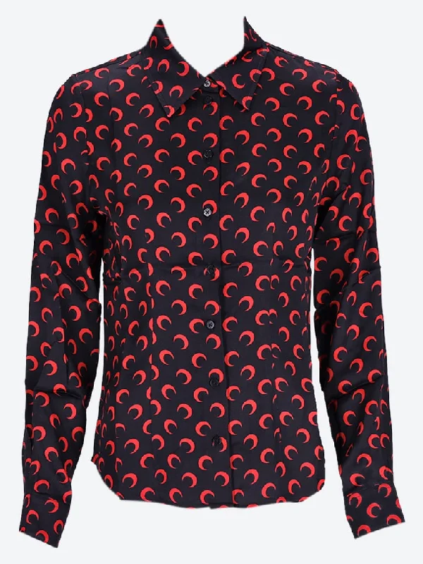 Moon printed flou shirt blouse Embroidered Cotton Blouse