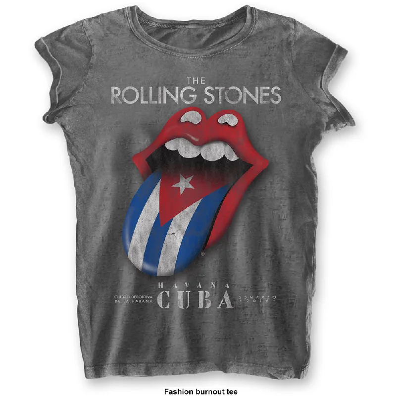 THE ROLLING STONES T-Shirt for Ladies, Havana Cuba-- Lace Blend Ribbed Blend Corduroy Blend
