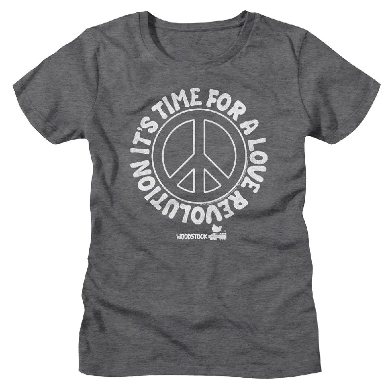 WOODSTOCK T-Shirt, Love Revolution Peace Sign-- Sequined Glittery Shiny