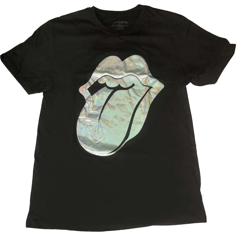 THE ROLLING STONES T-Shirt for Ladies, Foil Tongue-- Striped Floral Plaid