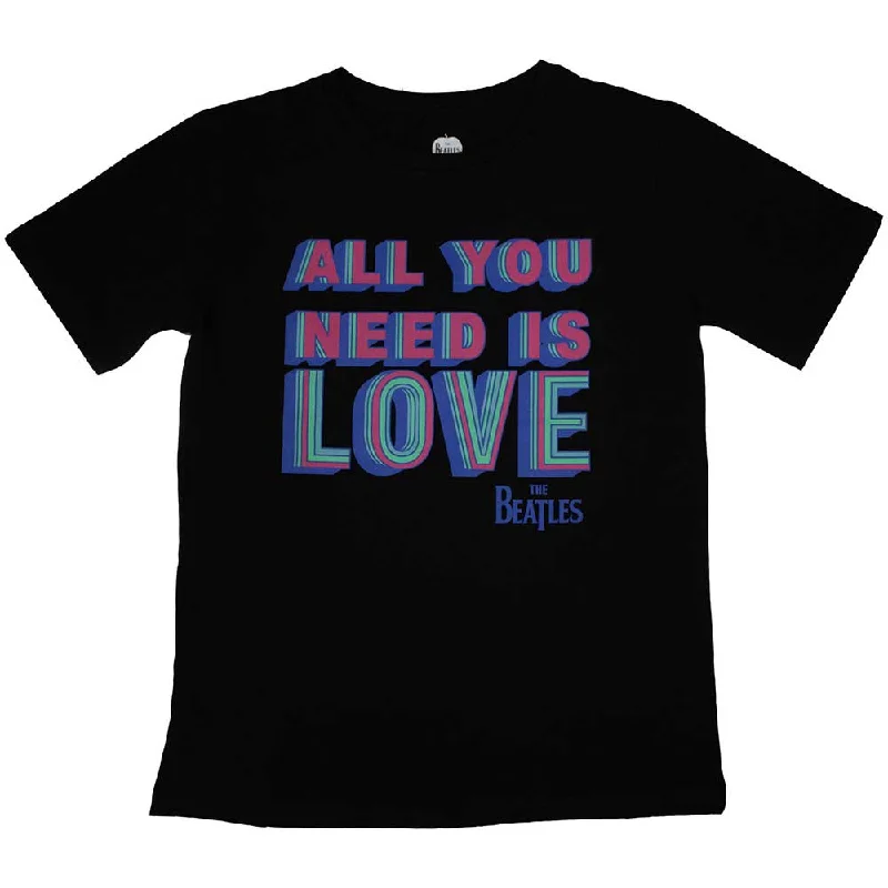 THE BEATLES Attractive Ladies T-Shirt, All You Need Is Love-- Zippered Front Buttoned Front Snap Front