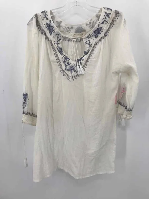 Pre-Owned Joie a La Plage White Size Small Blouse Embroidered Floral Blouse