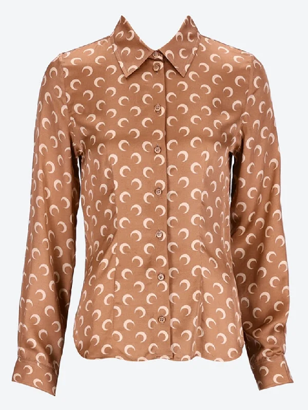 Moon printed flou shirt blouse Casual Stripe Blouse