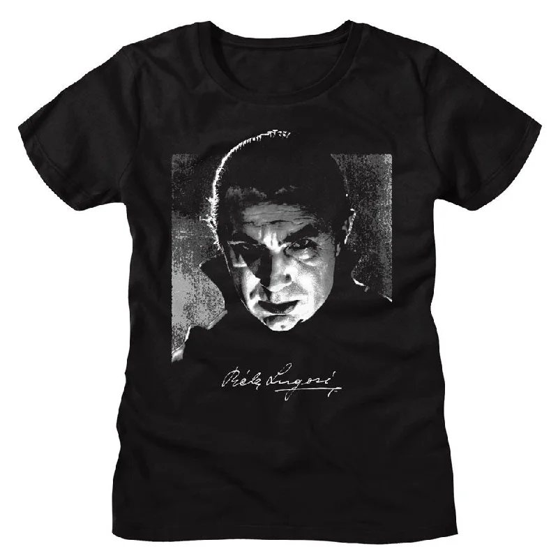 Women Exclusive BELA LUGOSI T-Shirt, Bw Photo And Signature-- Fleece Nylon Spandex