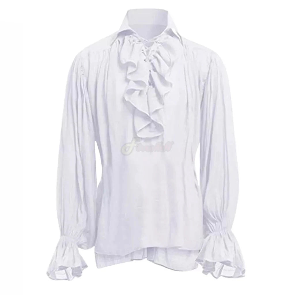 Medieval Adults Halloween Costumes Autumn Casual Shirts Steampunk Cosplay Bandage Long Sleeve Ruffled Shirt Gothic Blouse Tops Bell Sleeve Blouse