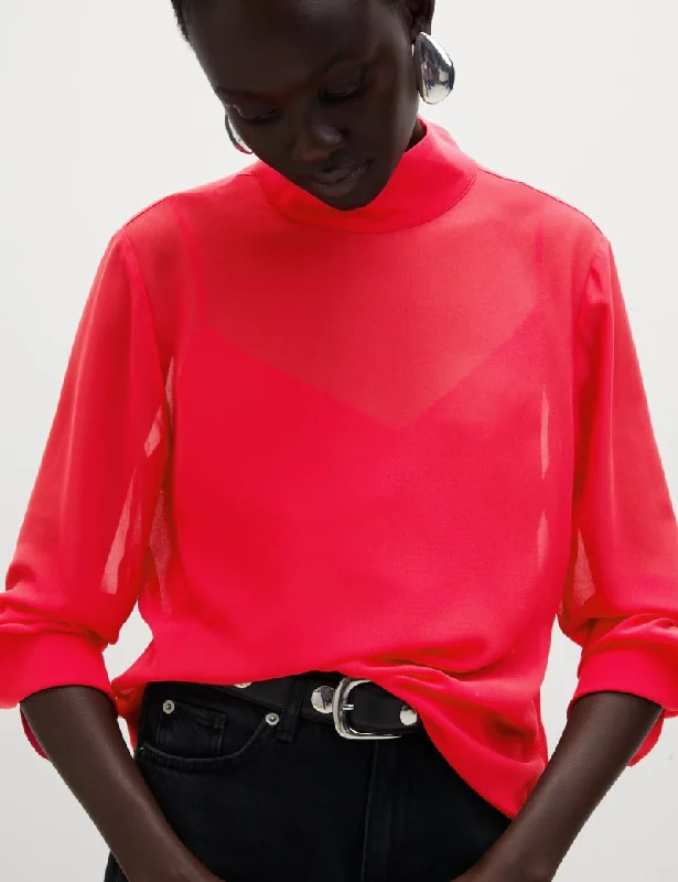 High Neck Blouse Short Sleeve Blouse