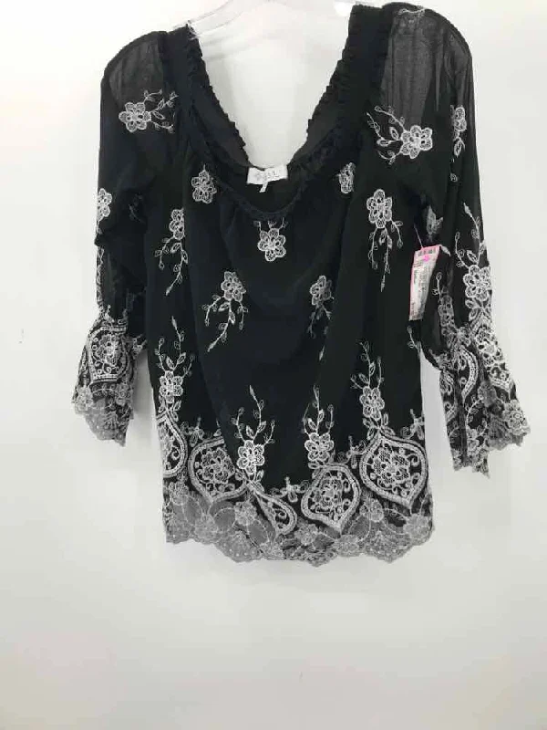 Pre-Owned WAYF Black Size Medium Long Sleeve Blouse Ruched Sleeve Blouse