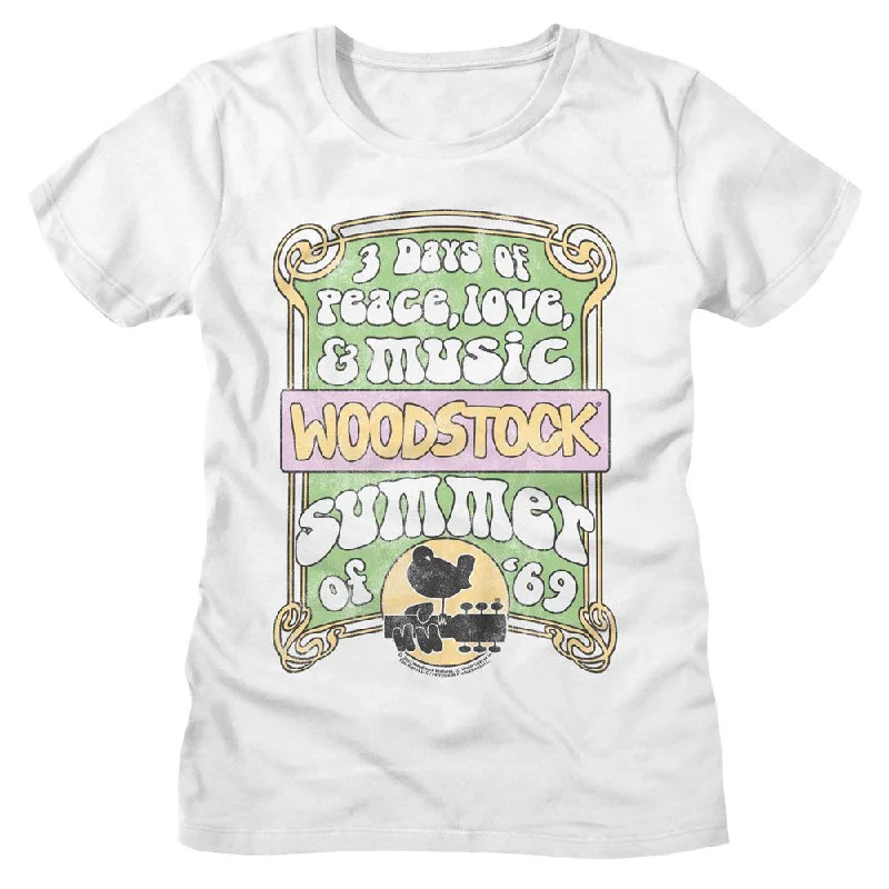 WOODSTOCK T-Shirt, Summer Of 69-- Front Pockets Side Pockets Patch Pockets