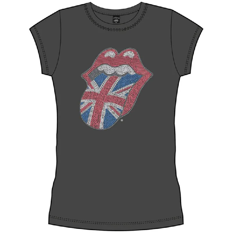 THE ROLLING STONES T-Shirt for Ladies, Classic Uk Tongue-- Zippered Front Buttoned Front Snap Front