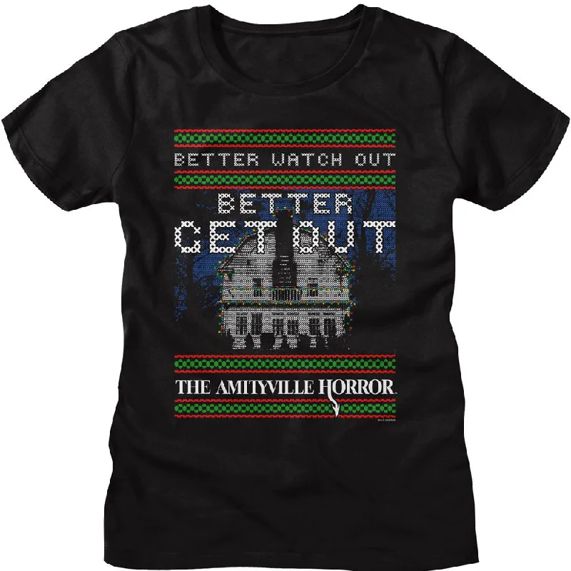 AMITYVILLE HORROR T-Shirt, Better Get Out-- Welt Pockets Slit Pockets Flap Pockets