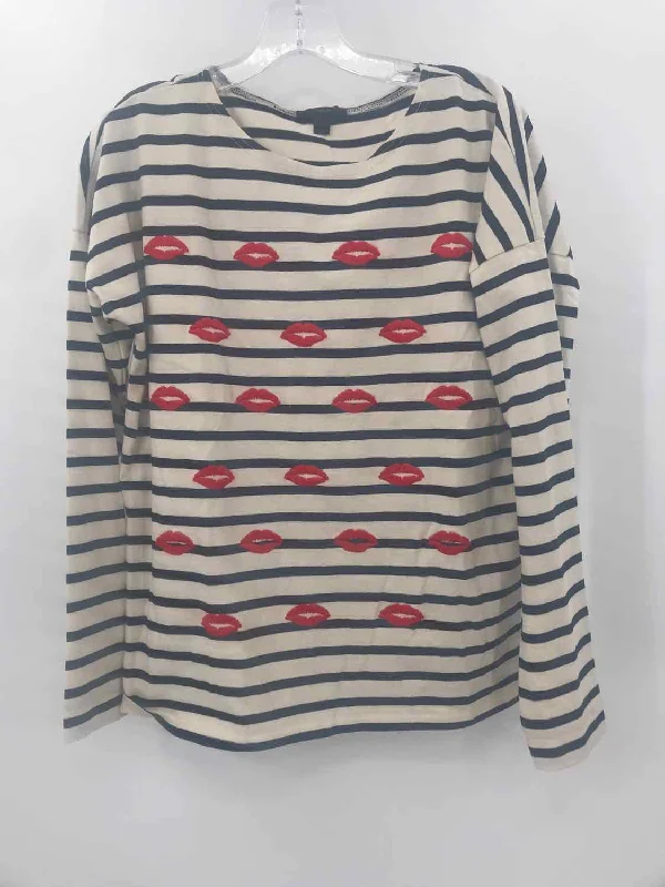 Pre-Owned J Crew Ivory Size Small Stripe Blouse Casual Button Blouse