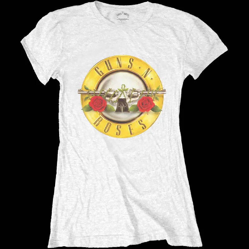 GUNS N' ROSES T-Shirt for Ladies, Classic Bullet Logo-- Hooded Caped Shawl Collar