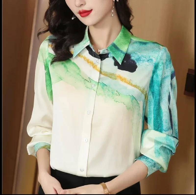 Spring New Women's Blouse Shirt 3XL S5064334 High Neck Blouse